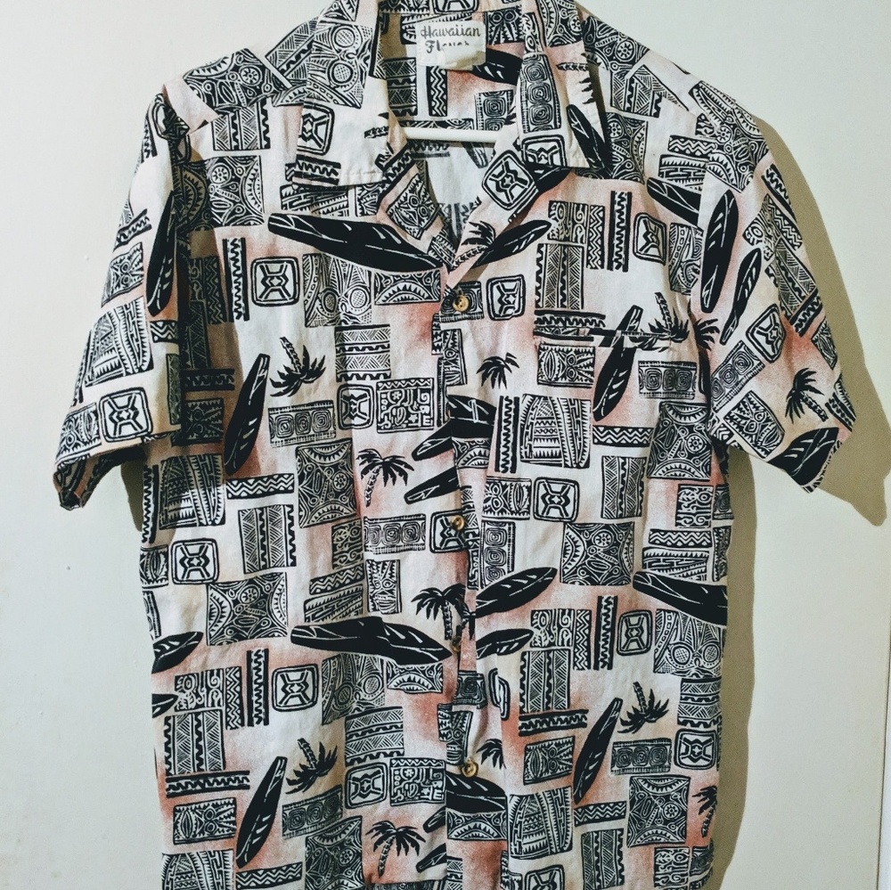 Men's Vintage Hawaiian Tiki Party Button Down S/M